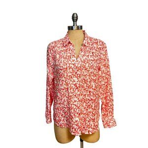 Tommy Bahama Women's Coral Print 100% Linen Button-Down Shirt Small